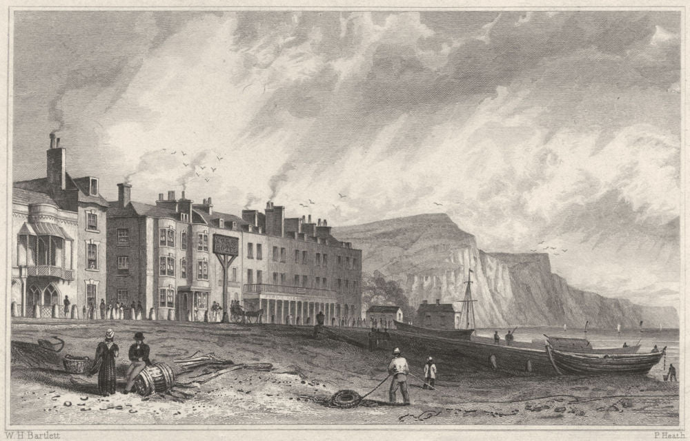 DEVON. The York Hotel, and Library, Sidmouth 1829 old antique print picture